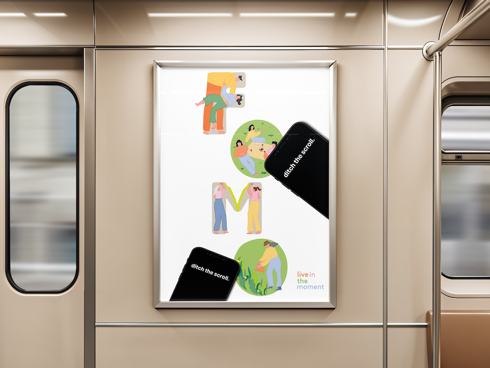 FOMO campaign poster inside a train